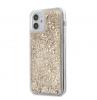 Луксозен гръб 3D Guess Glitter Case за Apple iPhone 12 /12 Pro 6.1'' - прозрачен / златист брокат