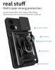 Удароустойчив гръб TPU кейс Slide Camera Case Magnetic Finger Ring Car Holder за Motorola Moto G35 5G - черен
