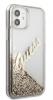 Луксозен гръб 3D Guess Glitter Case за Apple iPhone 12 Pro Max 6.7" - златист надпис / златист брокат