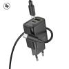 Зарядно устройство комплект HOCO N61, 20W, 3A, 1x USB-C 1x USB-A + кабел USB-C - USB-C - Черно