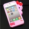 Силиконов калъф / гръб / TPU 3D за Apple iPhone 4 / 4S - Lovely Hide Hello Kitty / розов