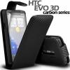 Кожен калъф за HTC EVO 3D - Carbon Fiber Flip