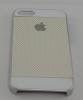 Луксозен предпазен твърд гръб за Apple iPhone 5 - бял със златисто - имитиращ мрежа