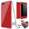 Магнитен калъф Bumper Case 360° FULL със стъклен протектор за Apple iPhone 7 Plus / iPhone 8 Plus - червен