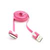 USB кабел за Apple iPhone 4 / iPhone 4S - бяло и розово / плосък