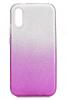 Силиконов калъф / гръб / TPU за Apple iPhone XR - преливащ / сребристо и розово / брокат