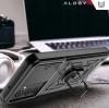 Удароустойчив гръб TPU кейс Slide Camera Case Magnetic Finger Ring Car Holder за Samsung Galaxy S21 FE - черен