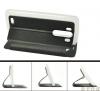 Луксозен кожен калъф Flip Cover S-View със стойка FERRISE за LG G3 S / LG G3 Mini D722 - черен