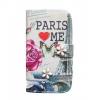 Кожен калъф Flip тефтер с камъни и стойка за Apple iPhone 4 / iPhone 4S - Paris Love Me