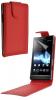 Кожен калъф Flip тефтер за Sony Xperia S - червен