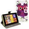 Кожен калъф Flip тефтер със стойка за Nokia Lumia 625 - Lovely Owl / бухал / лилав