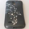Силиконов калъф / гръб / TPU за Samsung Galaxy S4 Mini I9190 / I9192 / I9195 - сребрист с черни цветя / Art 2