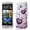Силиконов калъф / гръб / TPU за HTC One Mini M4 - бял с розови сърца / hearts 2