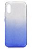 Силиконов калъф / гръб / TPU за Apple iPhone XS Max - преливащ / сребристо и синьо / брокат
