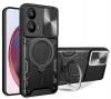 Удароустойчив гръб TPU кейс Slide Camera Case Magnetic Finger Ring Car Holder за Motorola Moto G35 5G - черен