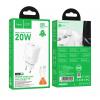 Зарядно устройство HOCO N60 220V 20W / Type C to Lightning - бяло