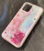 Луксозен гръб 3D Water Case за Apple iPhone 12 /12 Pro 6.1'' - течен гръб с брокат / огледален с розови цветя