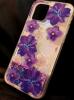 Луксозен гръб 3D Water Case за Apple iPhone 12 /12 Pro 6.1'' - течен гръб с брокат / огледален с лилави цветя