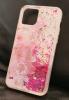 Луксозен гръб 3D Water Case за Apple iPhone 12 /12 Pro 6.1'' - течен гръб с брокат / огледален с розови цветя