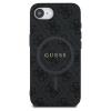 Оригинален калъф / гръб / GUESS с безжично зареждане HC MagSafe PU 4G Ring Classic Logo кейс за iPhone 16e - черен