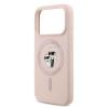 Оригинален калъф / гръб / Karl Lagerfeld Silicone Double Heads And Circle с безжично зареждане MagSafe кейс за Apple  iPhone 17 Pro (6.3) - розов