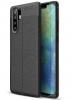 Луксозен силиконов калъф / гръб / TPU за Huawei P30 Pro - черен / имитиращ кожа