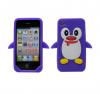 Силиконов гръб / калъф / TPU 3D за Apple iPhone 4, 4S - Pinguin лилав