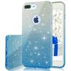 Силиконов калъф / гръб / TPU за Apple iPhone 7 Plus / iPhone 8 Plus  - преливащ / сребристо и синьо / брокат