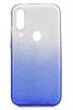 Силиконов калъф / гръб / TPU за Samsung Galaxy A40 - преливащ / сребристо и синьо / брокат