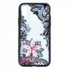 Луксозен твърд гръб BEAUTY с камъни за Samsung Galaxy A20e - прозрачен / черен кант / цвете с пеперуди