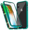 Магнитен калъф Bumper Case 360° FULL за Apple iPhone X / iPhone XS - прозрачен / зелена рамка