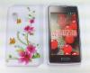 Силиконов калъф / гръб / TPU за LG Optimus L5 II Е455 / E460 - бял с розови цветя и пеперуди