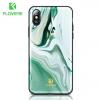 Луксозен твърд гръб със силиконов кант FLOVEME Marble Case за Apple iPhone X - зелен