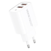 Универсално зарядно устройство / адаптер / VIDVIE PLE272 220V 30W / Dual USB - бяло