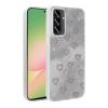 Луксозен силиконов калъф / гръб / TPU Ponti Case за Samsung Galaxy S25 Plus - сив кейс / сърца с камъни