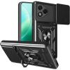 Удароустойчив гръб TPU кейс Slide Camera Case Magnetic Finger Ring Car Holder за Honor 400 Lite - черен