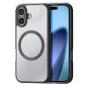 Луксозен гръб / кейс / Dux Ducis AIMO Premium Case с безжично зареждане MagSafe за Apple iPhone 17 (6.3) - прозрачен / черен кант