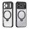Луксозен гръб / кейс / Dux Ducis AIMO Premium Case с безжично зареждане MagSafe за Apple iPhone 17 Pro (6.3) - прозрачен / черен кант