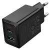 Универсално зарядно устройство / адаптер / HOCO N71 Nuevo PD30W+QC3.0 / Dual Port Charger / USB & Type C - черно