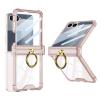 Луксозен удароустойчив калъф / гръб / Ring Case за Samsung Galaxy Z Flip 7 - розов / прозрачен