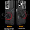 Удароустойчив твърд гръб / Кейс Defender Armor Ring Magnetic Holder lens cover Honor 600 Smart - черен