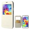 Луксозен кожен калъф Mercury Corporation S-View за Samsung Galaxy S6 Edge G925 - бял