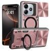 Удароустойчив гръб TPU кейс Slide Camera Case Magnetic Finger Ring Car Holder за Xiaomi Redmi Note 14 5G - розов