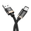 Оригинален USB кабел BASEUS Golden Belt 3A Type-C за зареждане и пренос на данни 2в1 1,5m за Samsung, Huawei, Sony, Xiaomi, Nokia, LG, Lenovo, HTC, Alcatel и др. - черен със златно