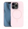 Луксозен гръб / кейс / Silicone Case с безжично зареждане MagSafe за Apple iPhone 16e - розов