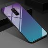 Луксозен стъклен твърд гръб за Samsung Galaxy A6 Plus 2018 - преливащ / лилаво и синьо