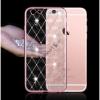 Луксозен силиконов калъф / гръб / TPU с камъни за Apple iPhone 6 / iPhone 6S - прозрачен / Rose Gold / ромбове