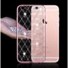 Луксозен силиконов калъф / гръб / TPU с камъни за Apple iPhone 5 / iPhone 5S / iPhone SE - прозрачен / Rose Gold / ромбове