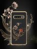 Луксозен твърд гръб KINGXBAR Swarovski Diamond за Samsung Galaxy S10 Plus - прозрачен със златист кант / червена рибка