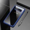 Луксозен силиконов гръб USAMS MANT Series TPU за Samsung Galaxy S10 - прозрачен / син кант